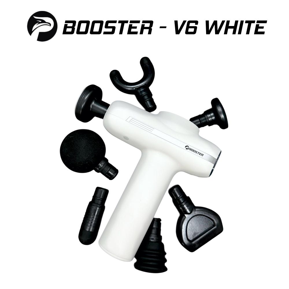 Перкусійний масажер Booster V6 білий Ударний масажний пістолет